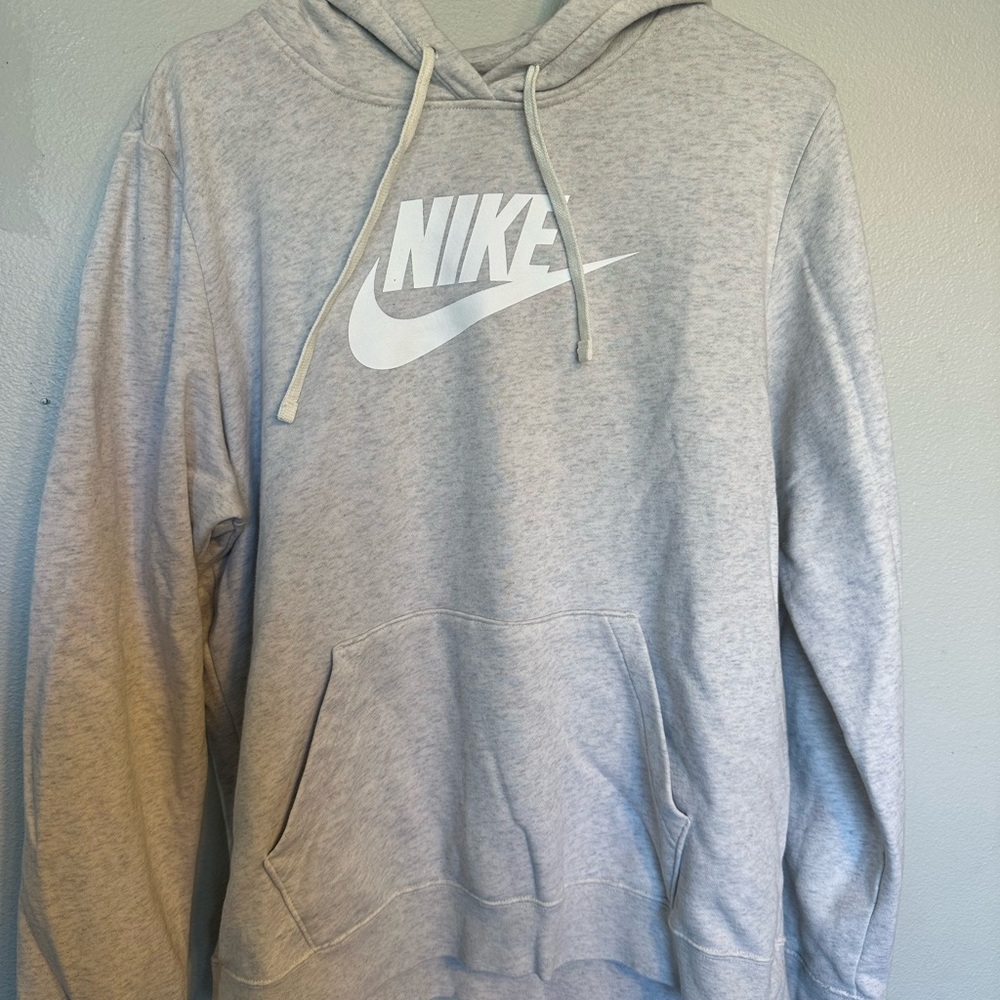 Nike Light Gray Pullover Hoodie with White Logo